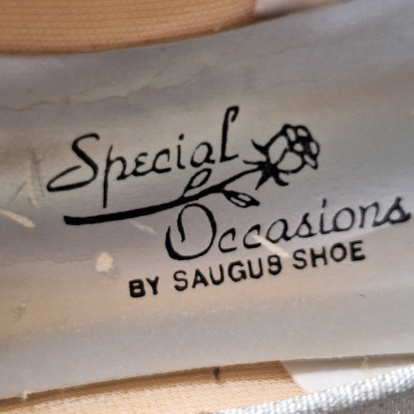 Special Occasions by Saugus Shoes Metallic Silver Low Heel Elegant Pumps Size 9 - Picture 10 of 11